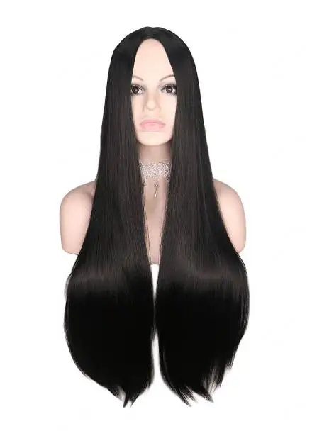 Madness retorna alice cosplay perucas longas retas preto resistente ao calor cabelo sintético perucas cosplay anime