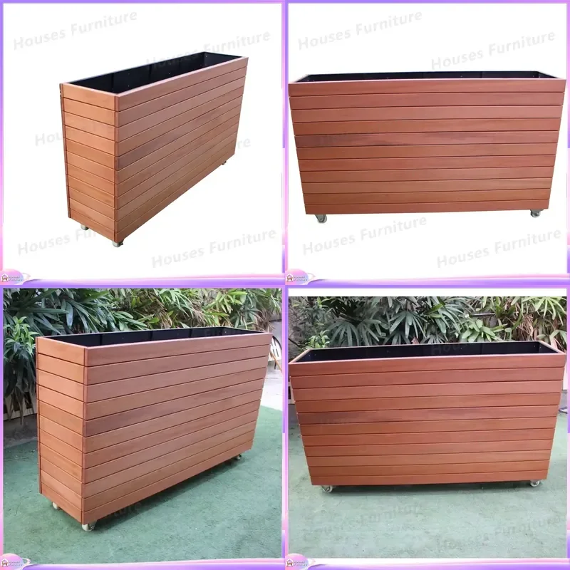 Large Outdoor Wooden Planter Box Garden Flower Pot Raised Bed Patio Deck Yard Decorative Planting Container for Flowers Herbs