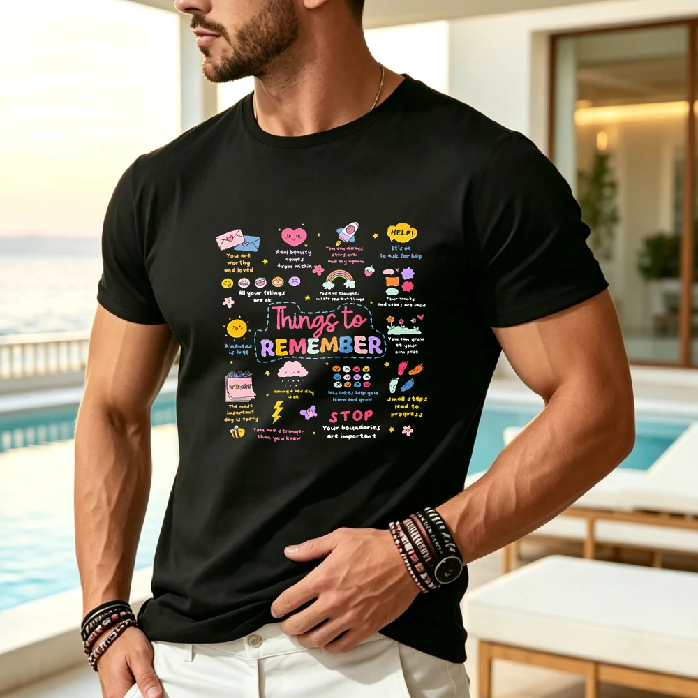 Things to Remember Mental Health Awareness Brain Illness Gift Unisex T-ShirtSame Style for Men and Women 2025 Summer Short-sleeved Printed T-shirt Pure 220G