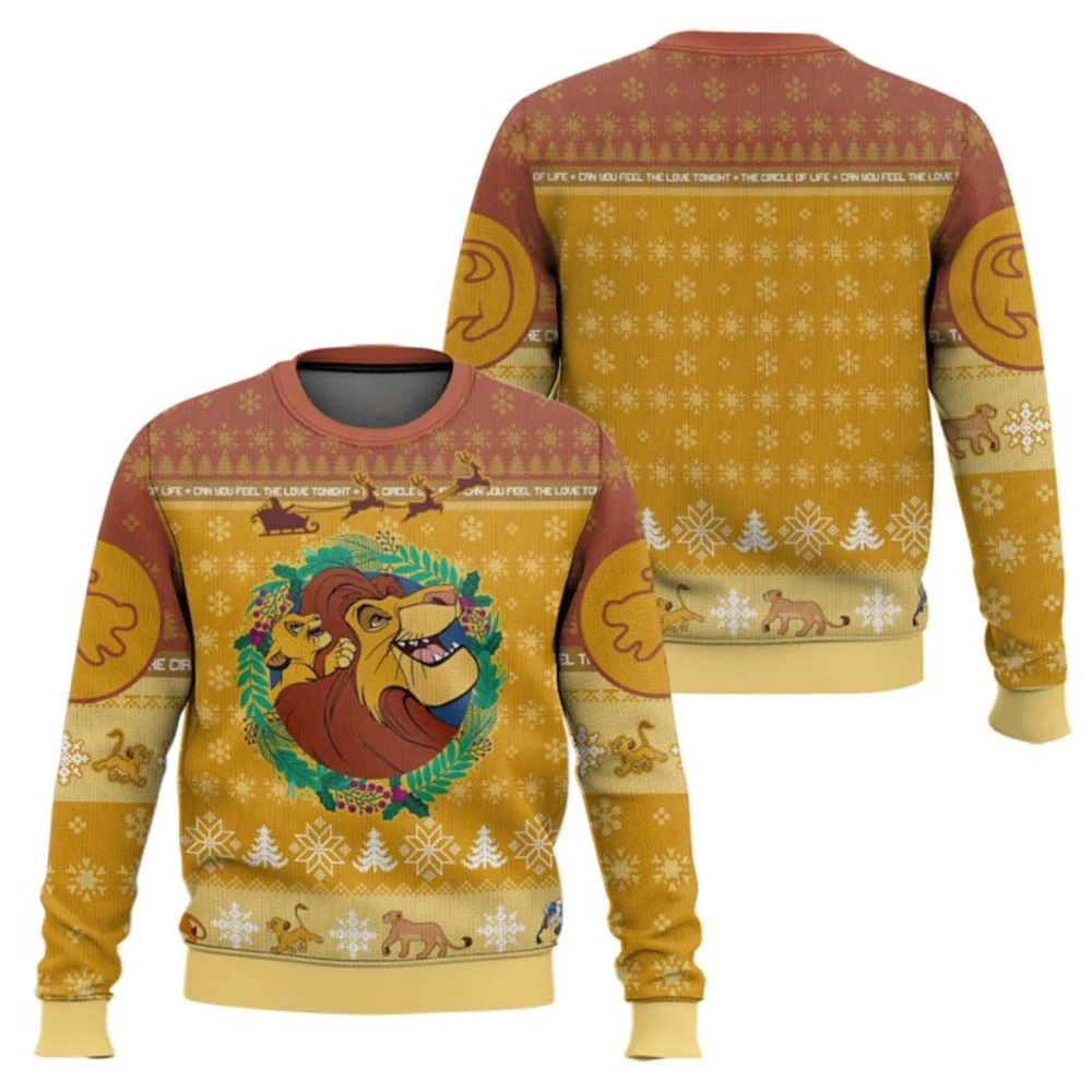 

Christmas The Lion King Disney Ugly Christmas Sweater Funny Holiday Party Pullover Warm Cozy Sweater for Men Women Xmas Gift