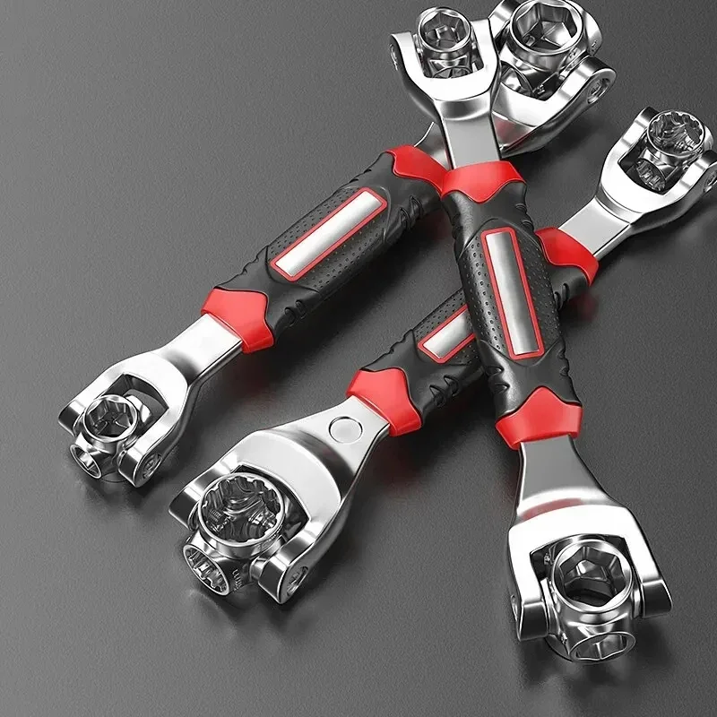 52 IN 1 Socket Wrench Multifunctional 360 Degree Rotating Ratchet Spline Bolt Socket Torx Wrench Car Repair Hand Tool 8-19mm