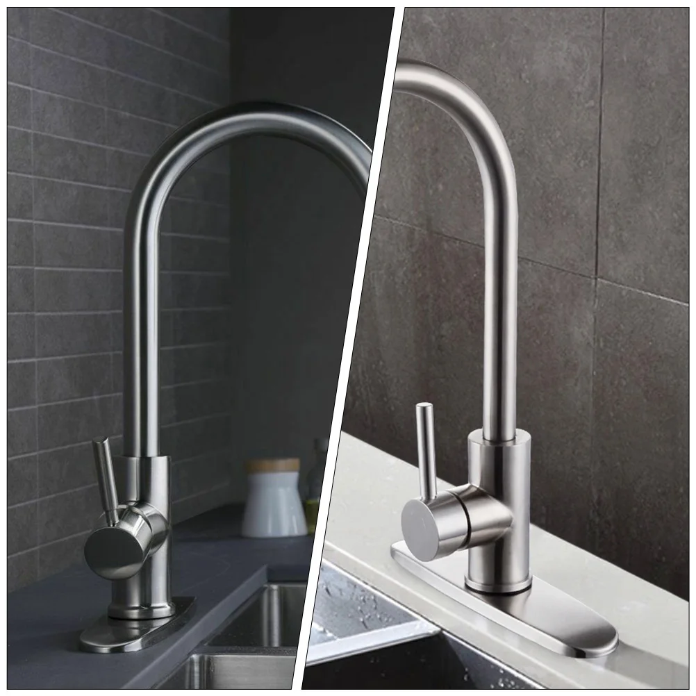 

2Pcs Premium Material No Burrs Kitchen Sink Cover Electroplated Faucet Plate Durable Silver Accessories