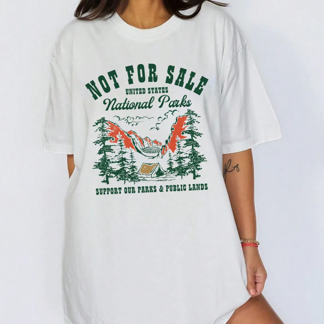 

Plus Size Women Tshirt Protect National Park Print T-Shirt Vintage Cotton Top Parks Over Profit Graphic Tee Anti Trump Shirts