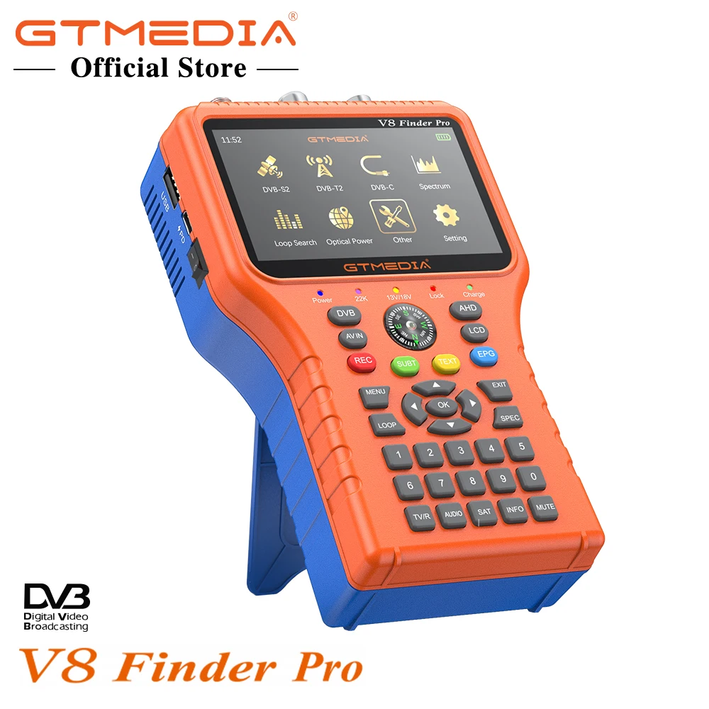 New GTMEDIA V8 Finder Pro Satellite Signal Finder DVB-S2X/S2/S/T2/T/C/ATSC-C H.265 Auto Calculate Angle of AZ,EL Support ACM APP