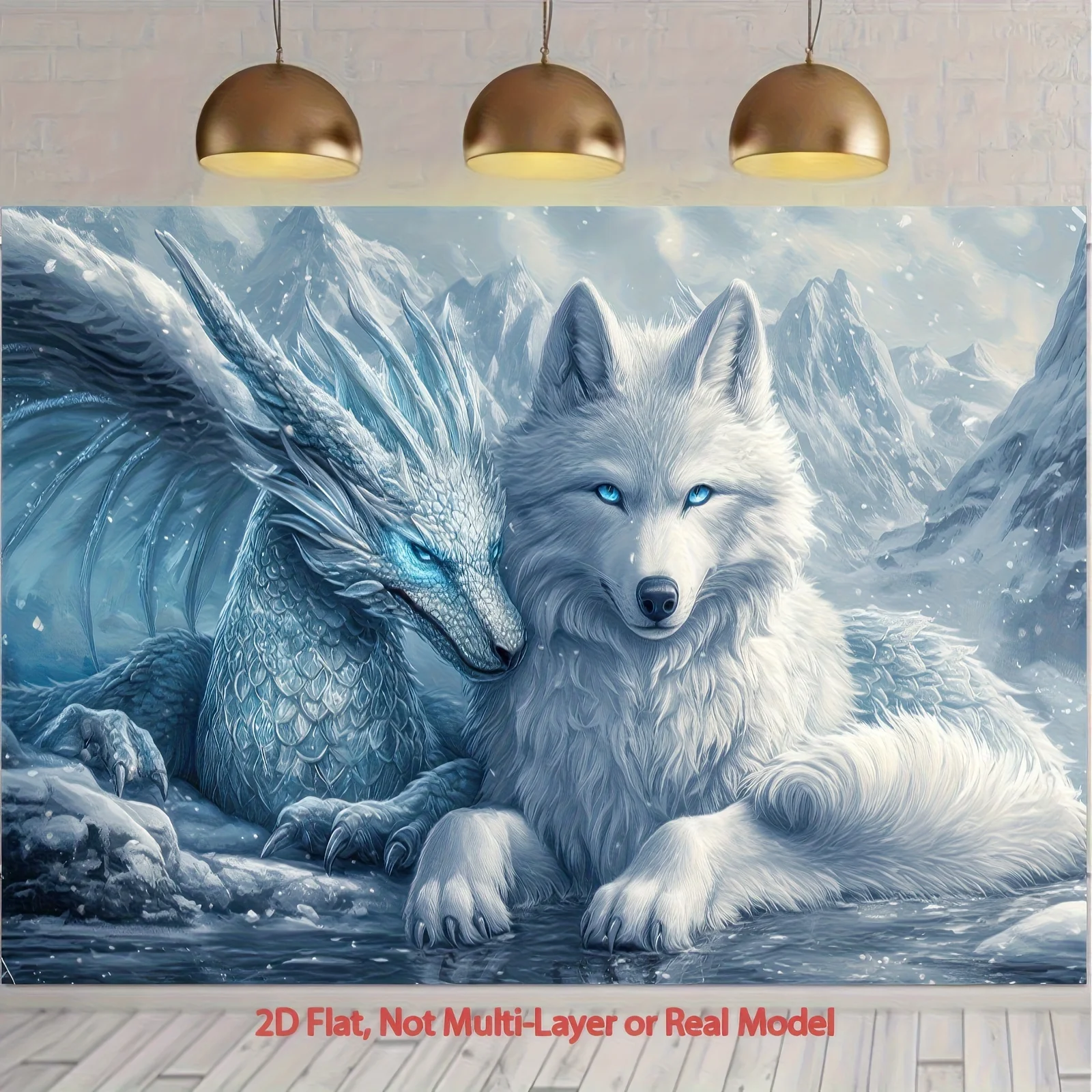 VIKAMA Nordic Mythical Tapestry Ice Plain White Wolf Ice Dragon Bedroom Background Nordic Style Living Room Decoration