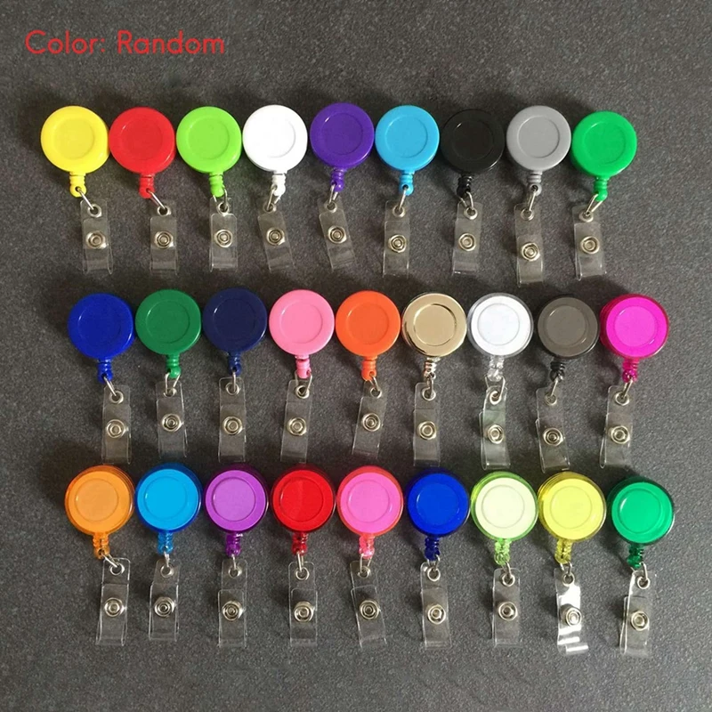 100 Pcs Retractable Badge Reel Clips Holder Mixed Solid Color Nurse Students  ID Badge Holder For Hanging ID Card