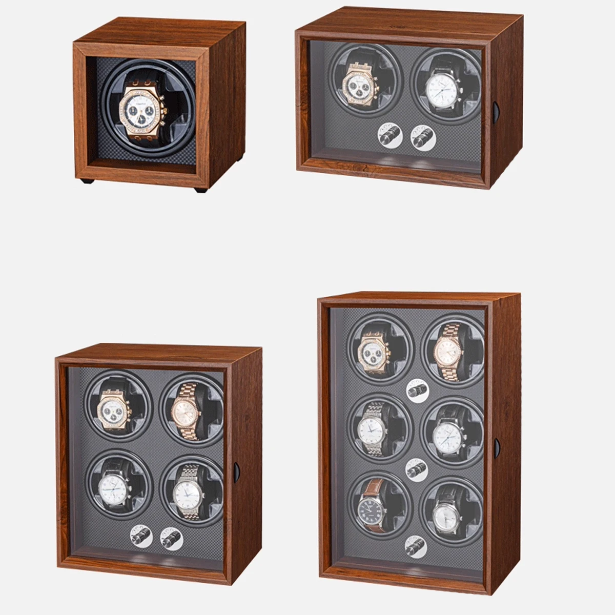 

USB Watch Winder for Automatic Watches 4/2/1 Slots Watch Shaker Wooden Box Super Motor Blue LED Light Jewelry Store Display Box