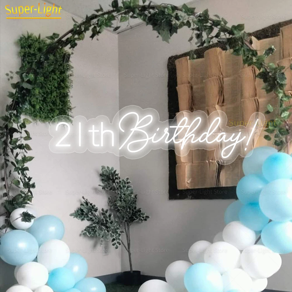 Large 21th Happy Birthday Led Light Sign 75x20cm Custom Neon Sign Personalized Gift Party Birthday Neon Sign Wall Decor