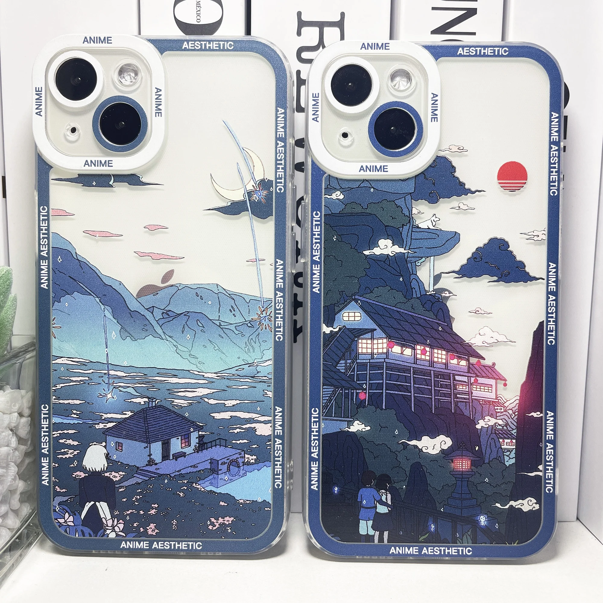 HD Printing Cute Japanese Anime Aesthetic Phone Case For iPhone 15 14 13 12 11 Pro Max Mini 16 Plus Clear Soft Cover