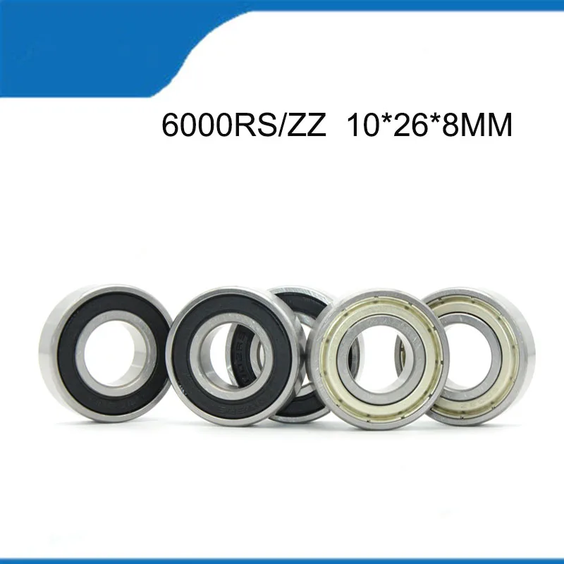 

High Quality 6000-2RS 6000ZZ 6000RS/ZZ 10PCS ( 10 x 26 x 8MM ) Rubbe Sealed Ball Steel Bearing ABEC-1