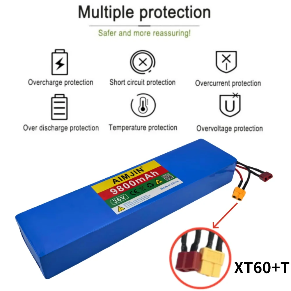 10S3P 36V 9800mAh 18650 Lithium ion Rechargeable with BMS,Suitable for Kugoo And Scooter Electric Batteries