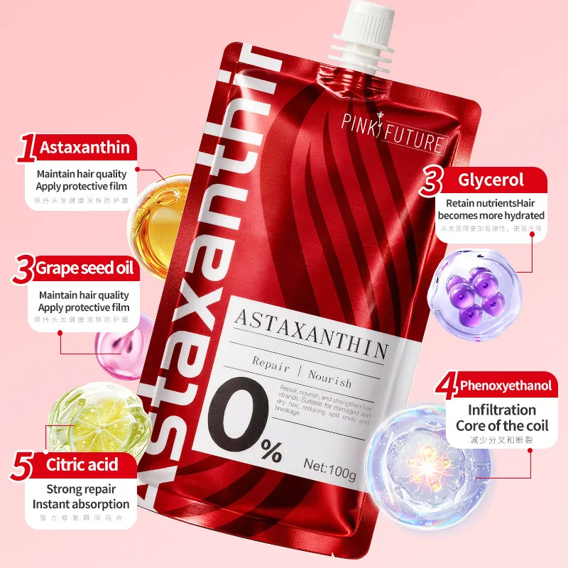 Astaxanthin & Keratin Strengthening Hair Mask 100ml – Deeply Nourishes Dry Damaged Hair, Smoothes Frizz & Restores Shine