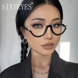Vintage Sexy Cat Eye Glasses Frame Women Classic Half Frame Crystal Computer Clear Lens Spectacle Female Elegant Eyeglass Frame