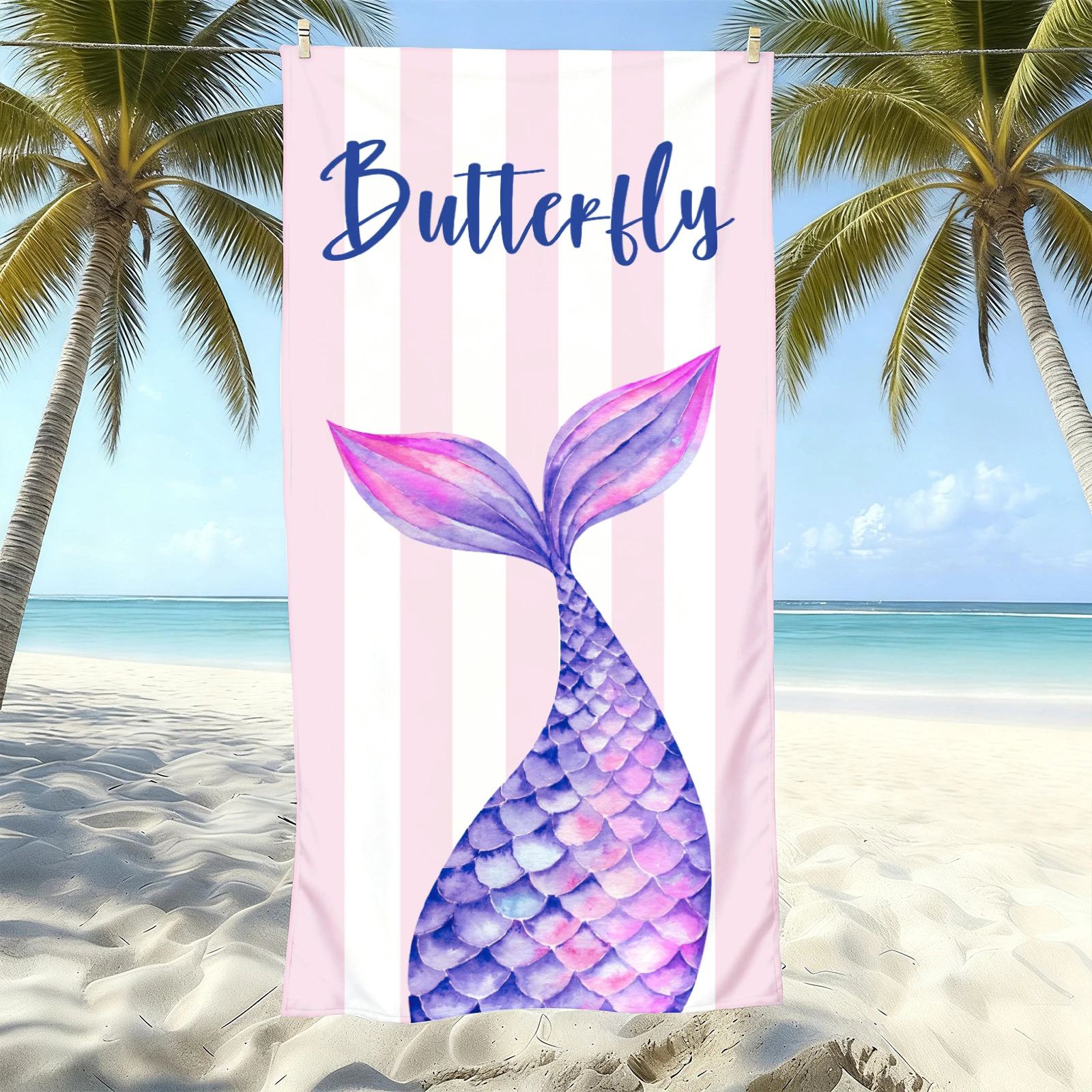Custom Name Beach Towel Mermaid Tail Bachelorette Trip Party Favors Personalized Pool Bath Towel Mermaid Birthday Gift For Kids