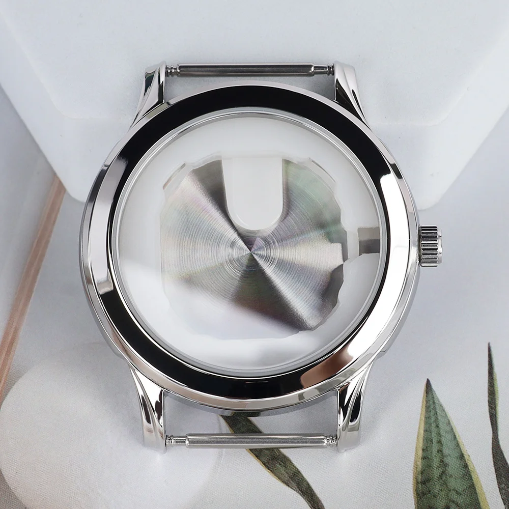 40.5mm Silvery Polished Watch Case For Miyota GM00 Quartz Movement Fashion Waterproof Case Stainless Retrofitting Watch Parts