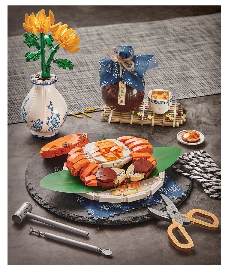 LOZ mini Blocks Building Bricks Toys Chinese Food Hairy Crabs Lobster Puzzle Home Decor Gift 1945 1946