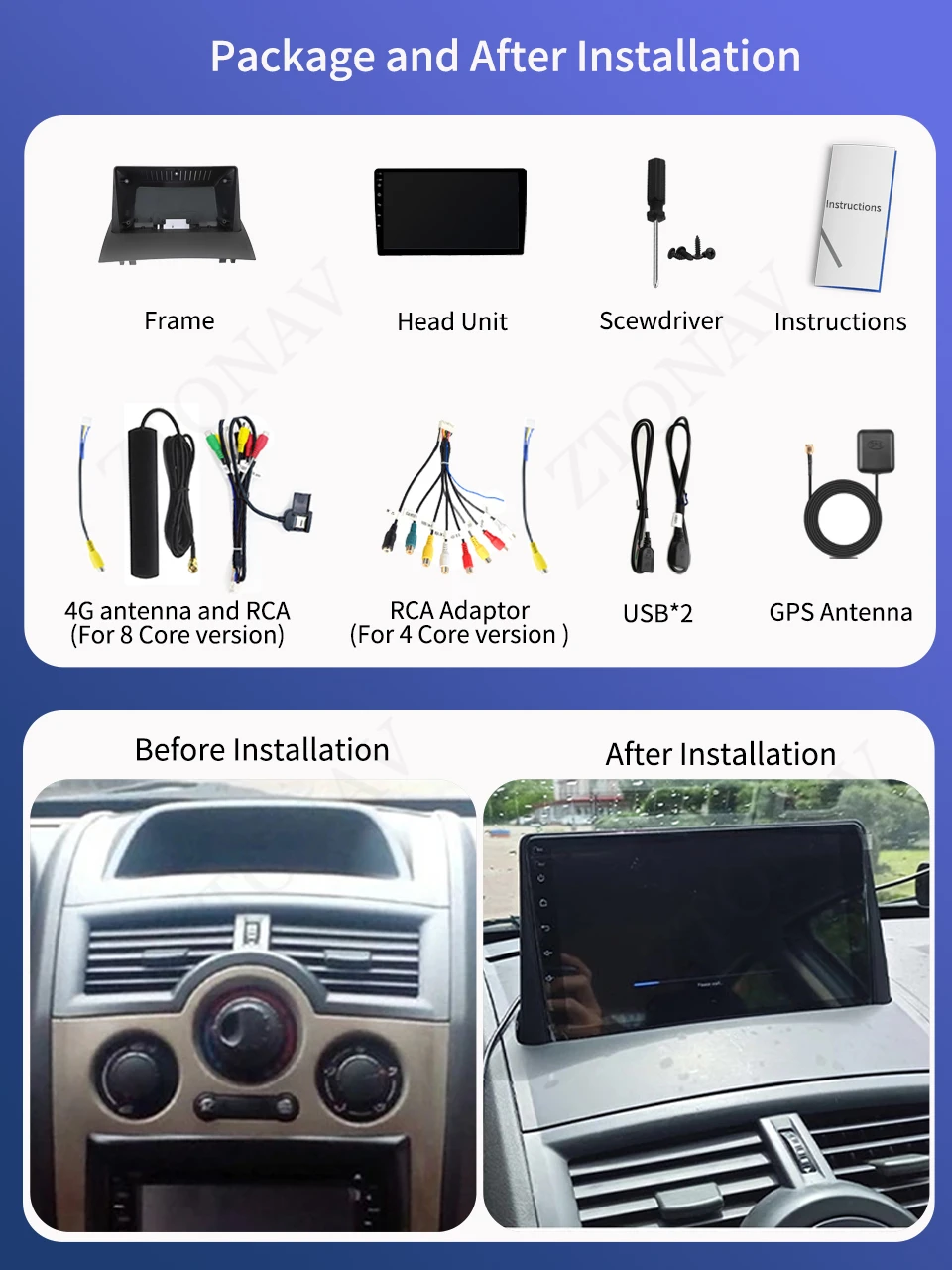 Carplay Car Stereo For Renault Megane 2 2002 - 2009 Car Media Player Android Screen Navigation GPS Carplay Support 360 Camera