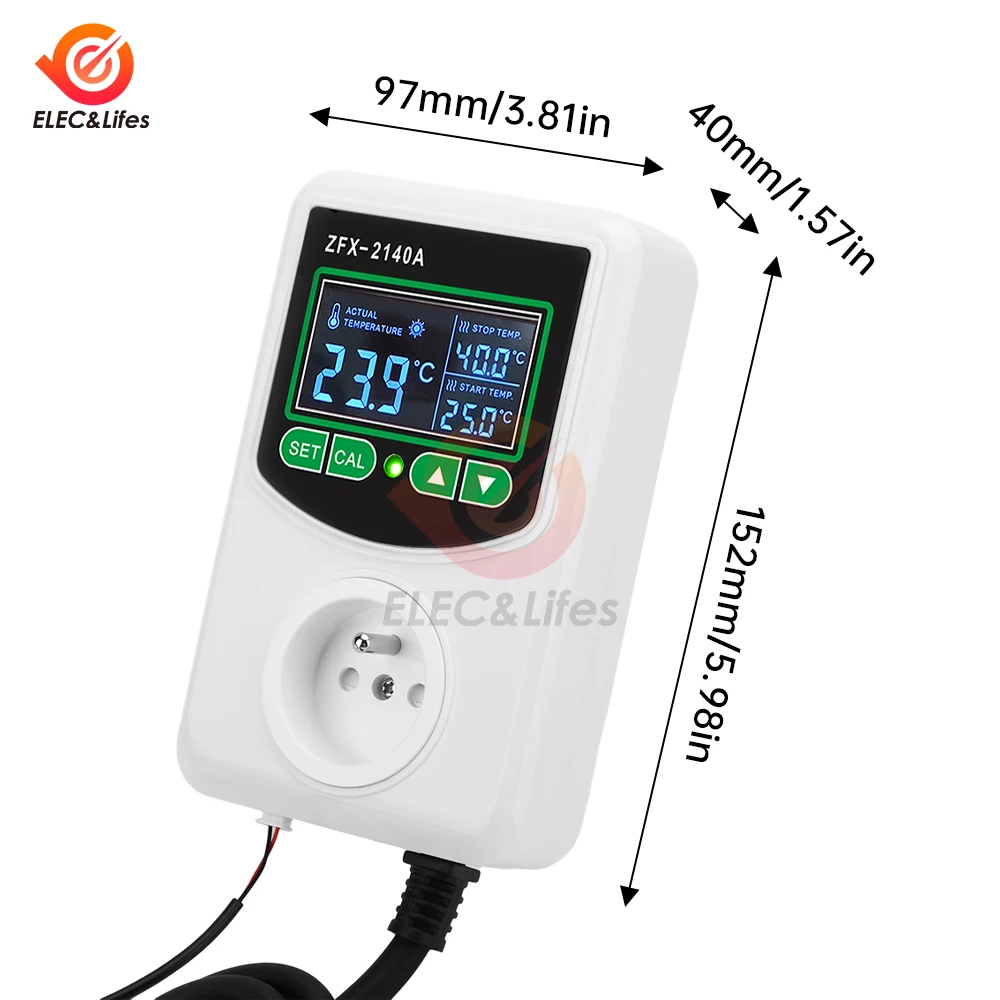 ZFX-2140A Microcomputer Thermostat 220V 2200W/3500W LCD Digital Temperature Controller Switch Thermostat Thermoregulator