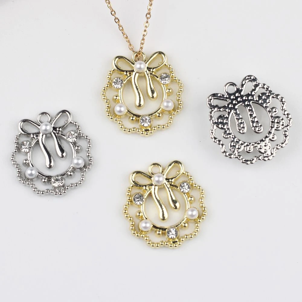 

10pcs Cute Circle Hollow Out Bowknot Shape Pendant Earring Necklace Bracelet Jewelry Making Accessories DIY Handmade Ornaments