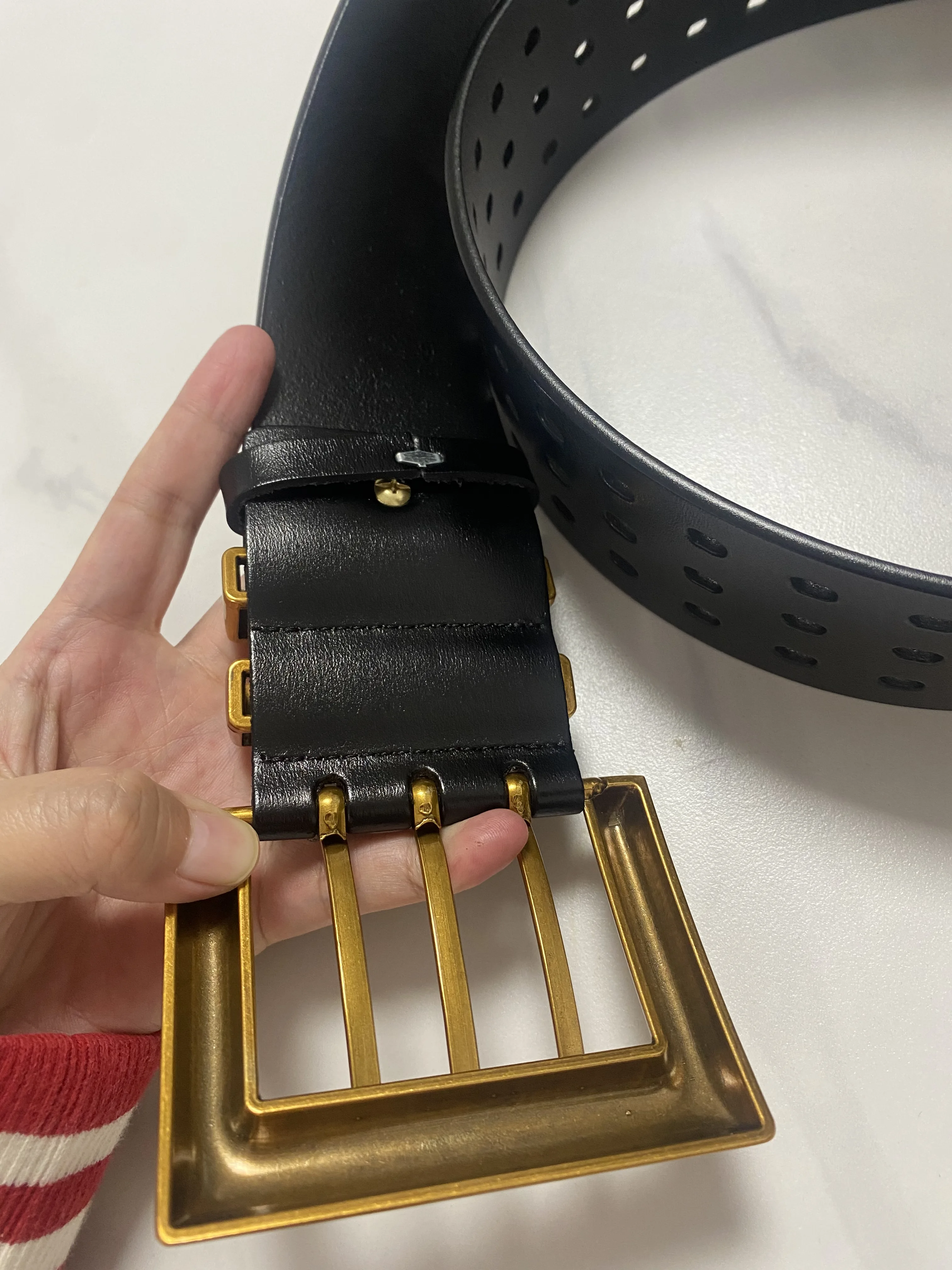 Women\'s Runway Fashion Genuine Leather Gold Buckle Cummerbunds Female Dress Corsets Waistband Belts Decoration Wide Belt R1520