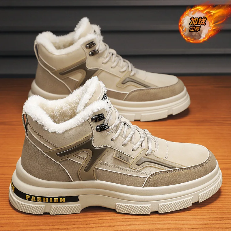 

Snow Boots Men's Shoes 2025 Winter New Style Fashionable Fleece Warm Cotton Shoes Outdoor Waterproof and Anti-slip Men's Boots
