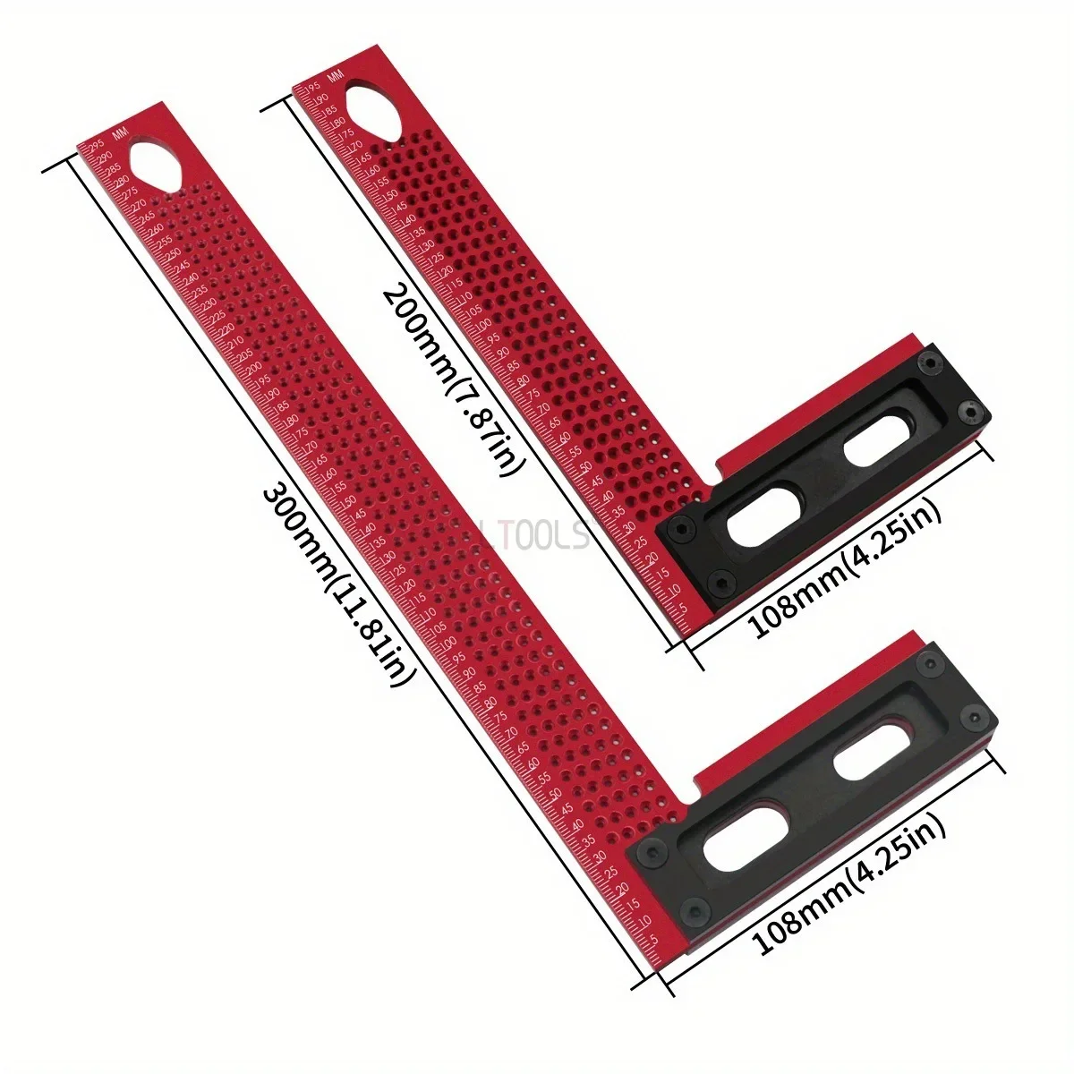 Carpentry Precision Scriber Aluminum Square Ruler Parallel/Vertical Draw Line L-shaped Wire Hole Marking Right Angle Protractor