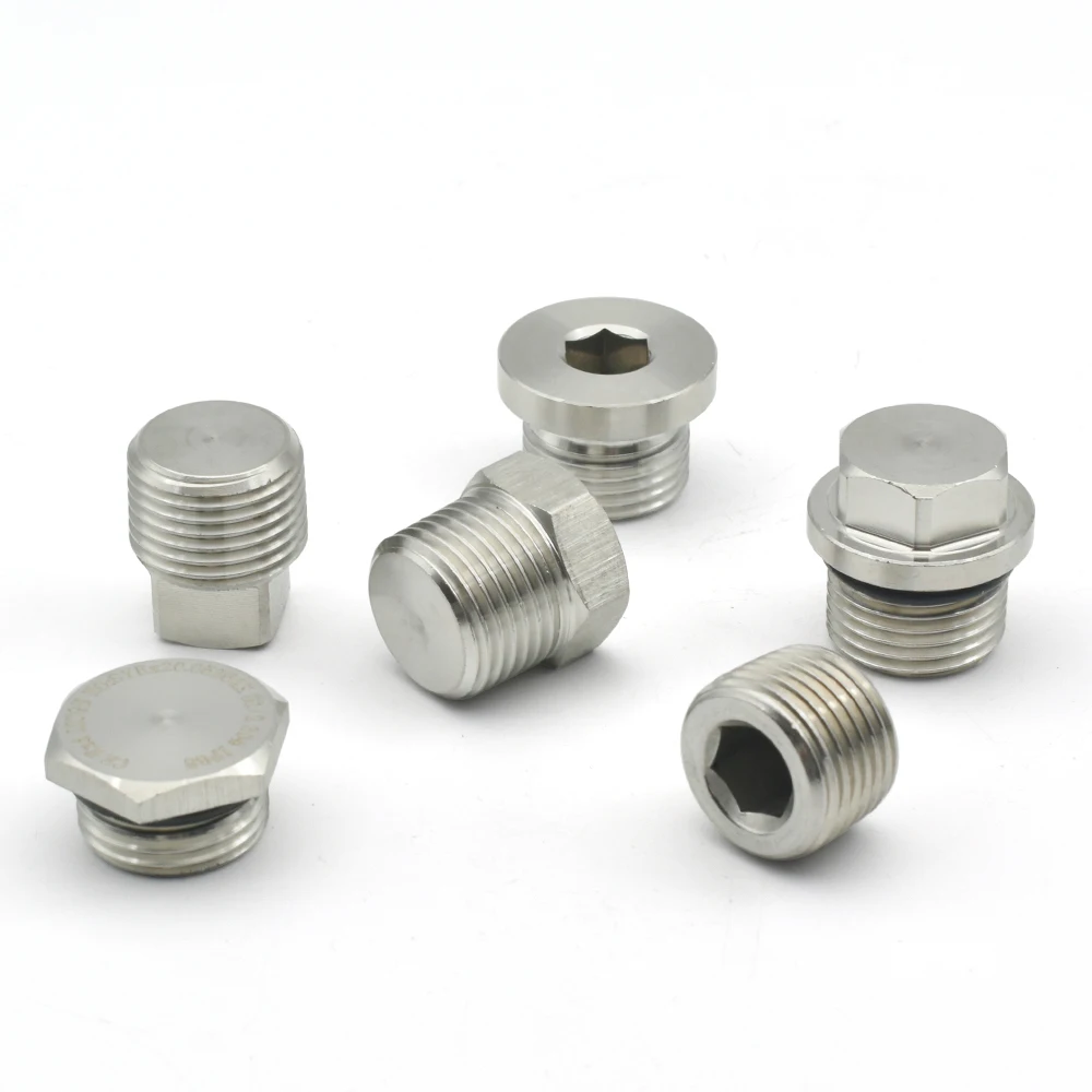 

1/8 "1/4" 3/8 "1/2" 3/4 "3/4" 1-1/2 "BSP NPT Male Countersunk Flange Hexagonal End Plug Cap 304 Stainless Steel Pipe Fittings