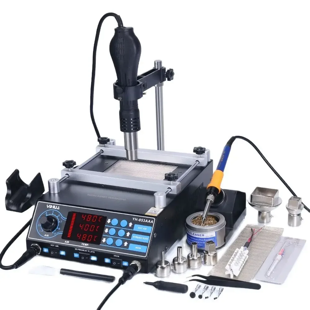 

For YIHUA 853AAA 1200W Preheating Station PCB Preheater Soldering Station BGA Rework Station Soldering Iron Heat Gun Welding