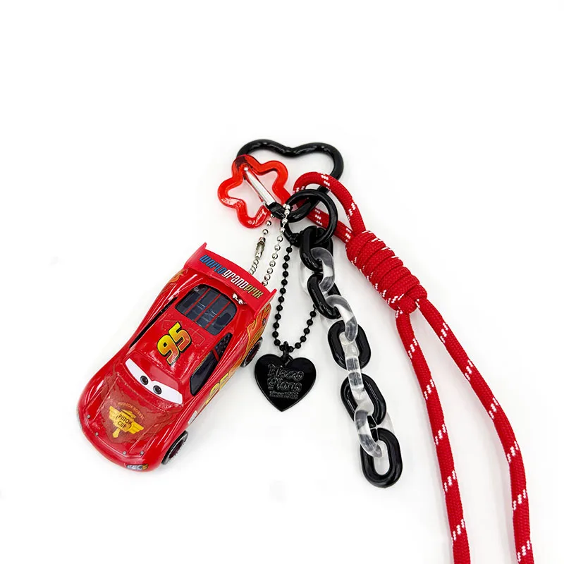 Neuer Lightning McQueen Auto-Schlüsselanhänger aus Legierung, Sammlerstück mit Lanyard und Dopamin-Kettenanhänger – Detail 5