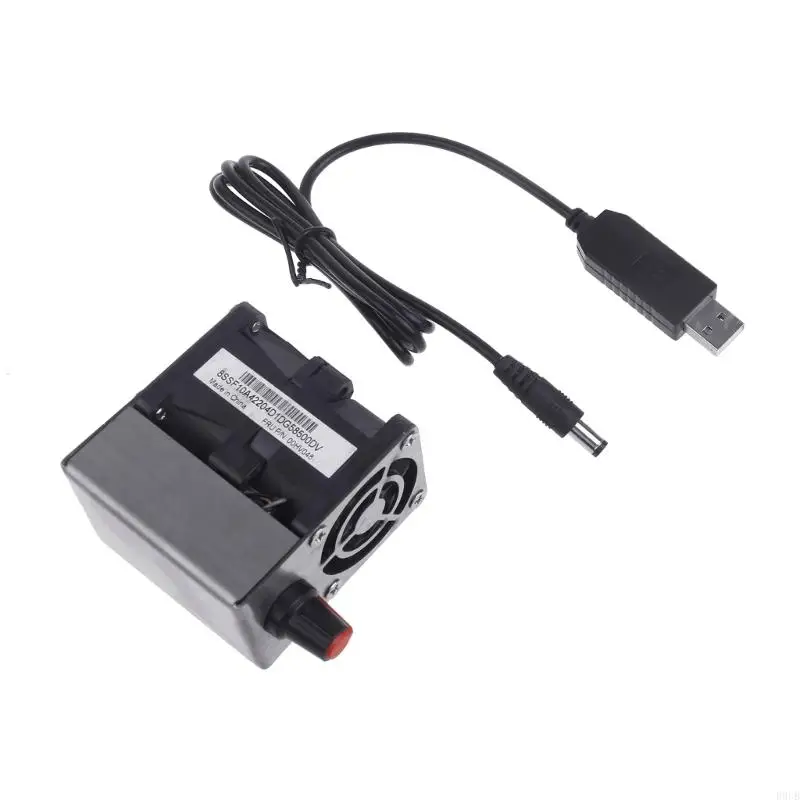 

R9UB 5V USB Blower 2Motors Регулируемый USB -кабель для питания для вентилятора дров вентилятор