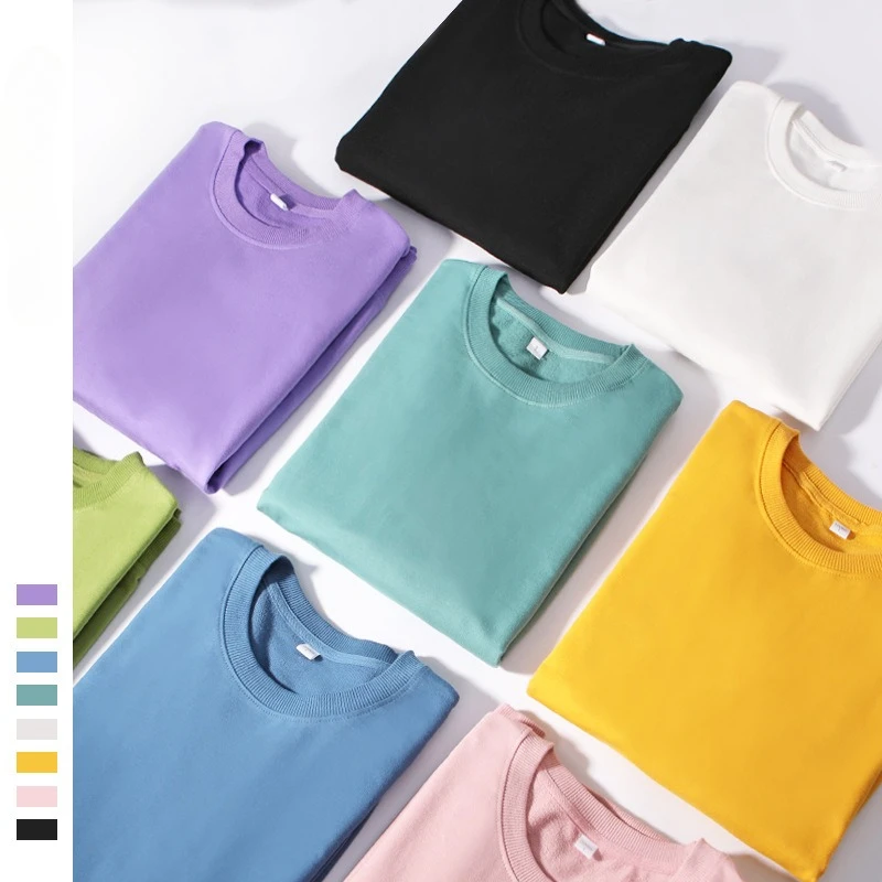 Sudaderas con cuello redondo para mujer, jerséis lisos de manga larga de algodón, sudaderas holgadas, camisa informal coreana para otoño e invierno, venta al por mayor