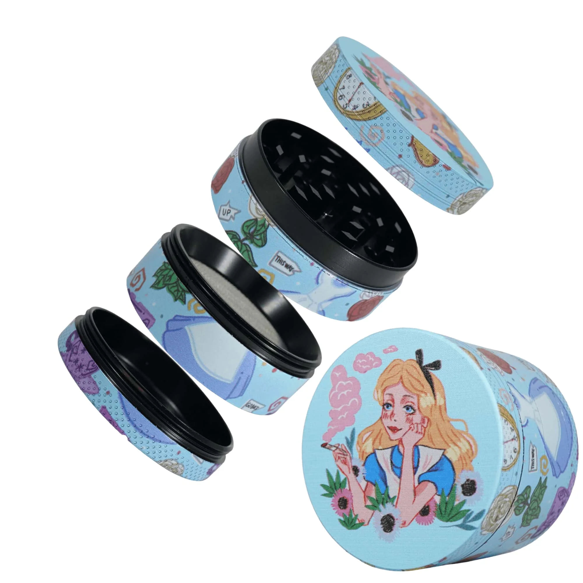 Nostalgia Baby Blue Cute Girly 50mm 4-Layer Premium Metal Kitchen Spice Grinder