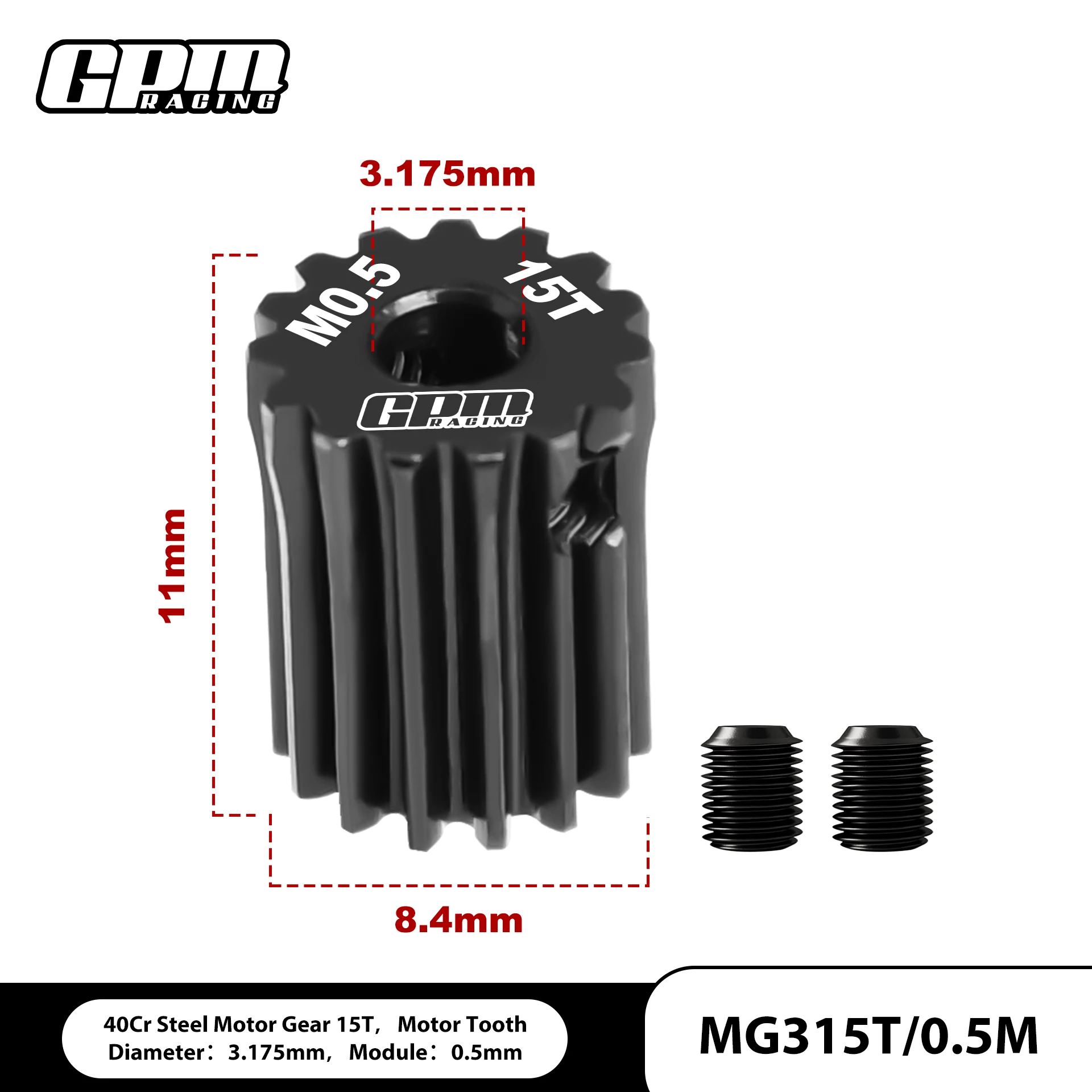 GPM 40Cr Steel Motor Gear 13T-23T（Module: 0.5mm, Motor Tooth Diameter: 3.175mm）