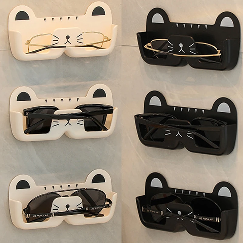 Wall-Mounted Glasses Storage Holder Self-adhesive Eyeglasses Storage Box No-punching Home Desktop Bathroom Glasses Organizer