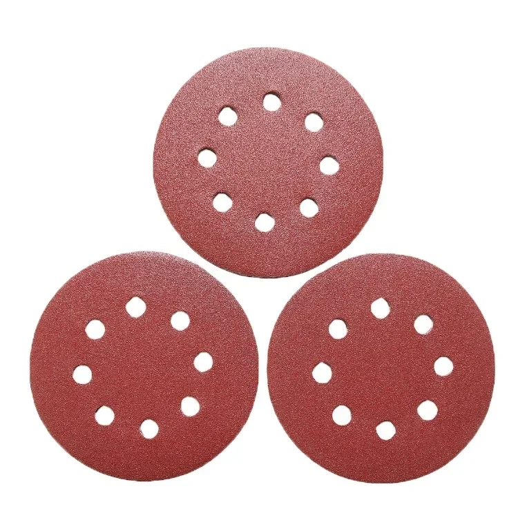 

High Quality 5-Inch 125mm 8-Holes 6/7/9inch Red Aluminum Oxide Hook And Loop PSA Sanding Discs For Random Orbital Sander Polish