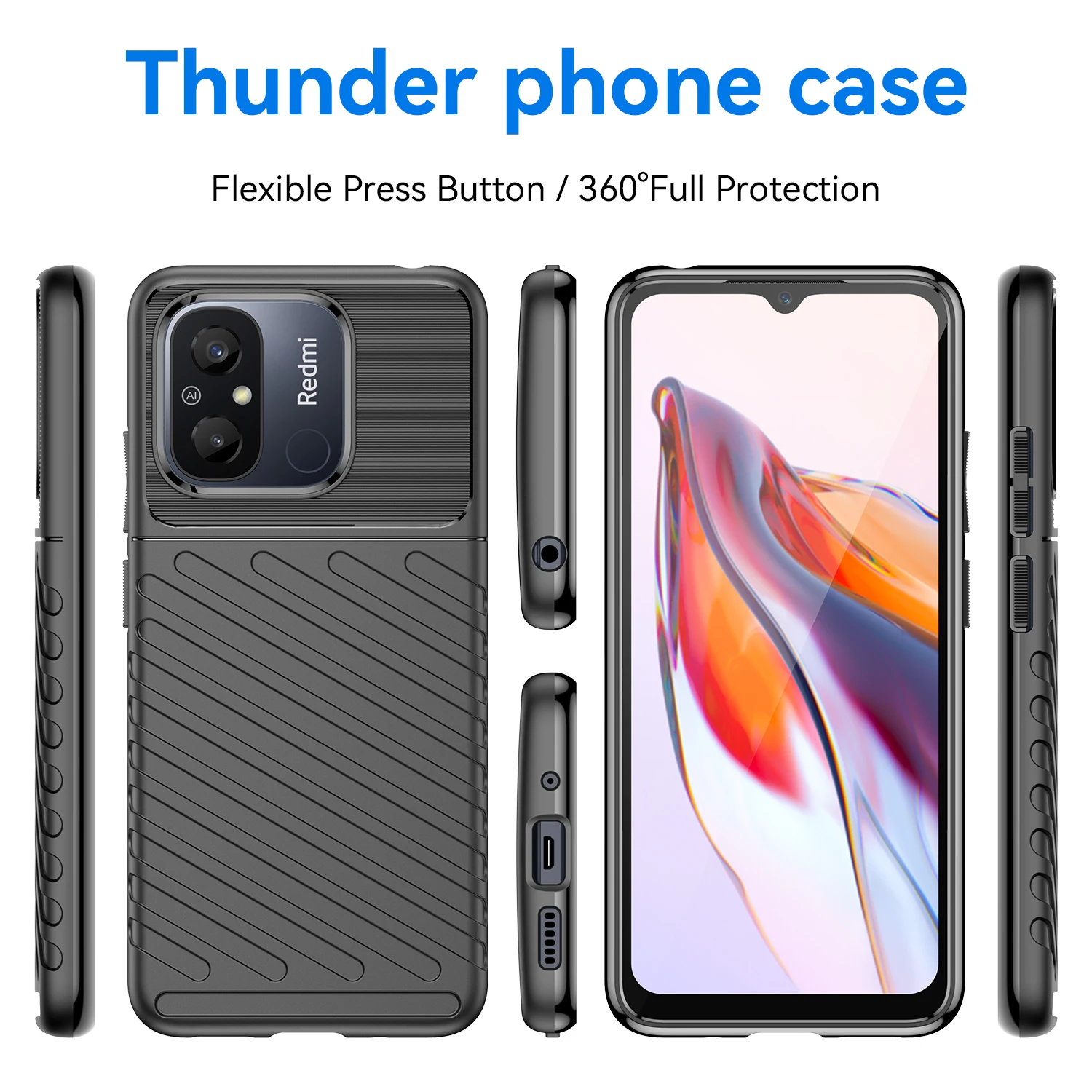 Thunder Case For Xiaomi Redmi 12C 11A 12 11 Prime 4G Fashion Silicone Back Cover for xiomi redmi 11 prime 5g Soft Matte Cases