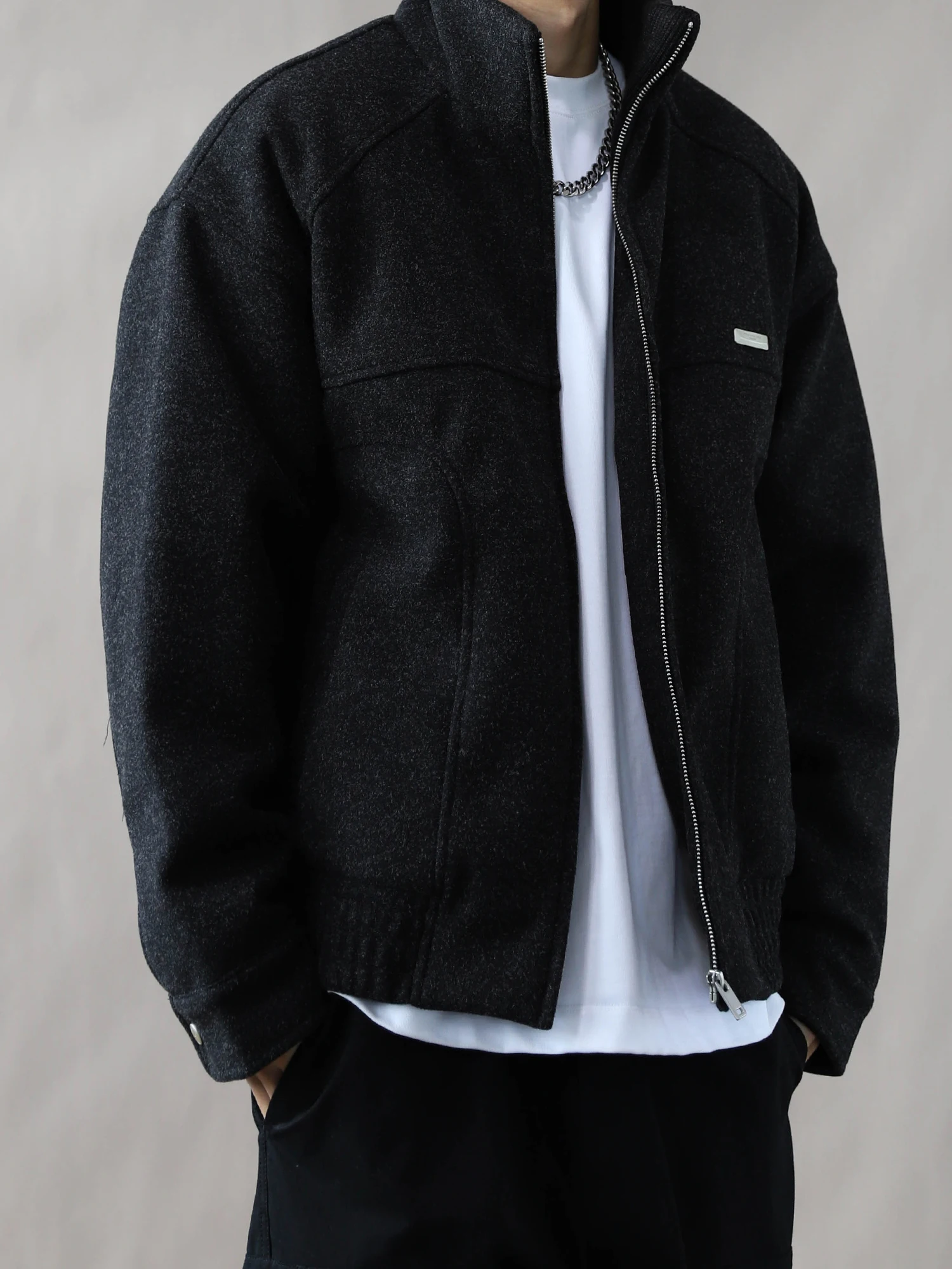 

Men's ort down Jaet Thiened Du down Stand Collar Winter Coat Bla Warm Casual Outerwear Polyester Fiber Long Sve