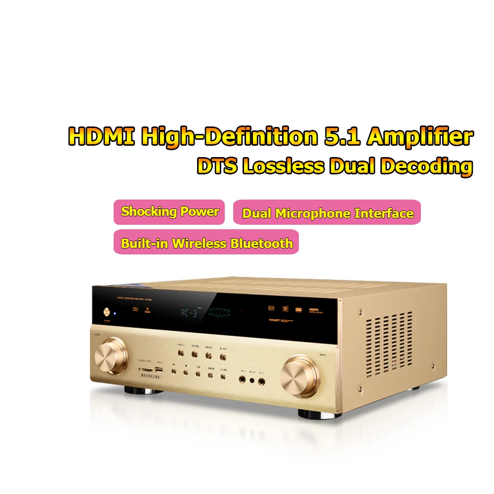 Power Amplifier HiFi 5.1 BT 5.0 Amplifier AV Home Theater Subwoofer Amplificador Audio