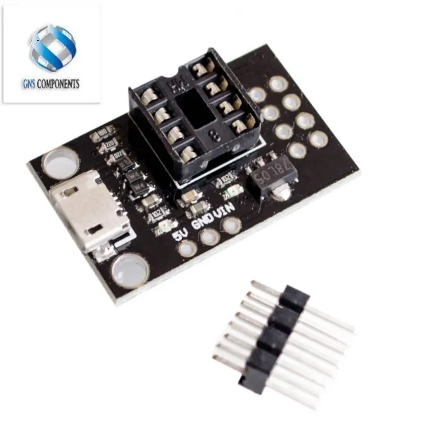 Placa de desarrollo enchufable para editor de programación ATtiny13A/ATtiny25/ATtiny45/ATtiny85 conector de alimentación Micro Usb