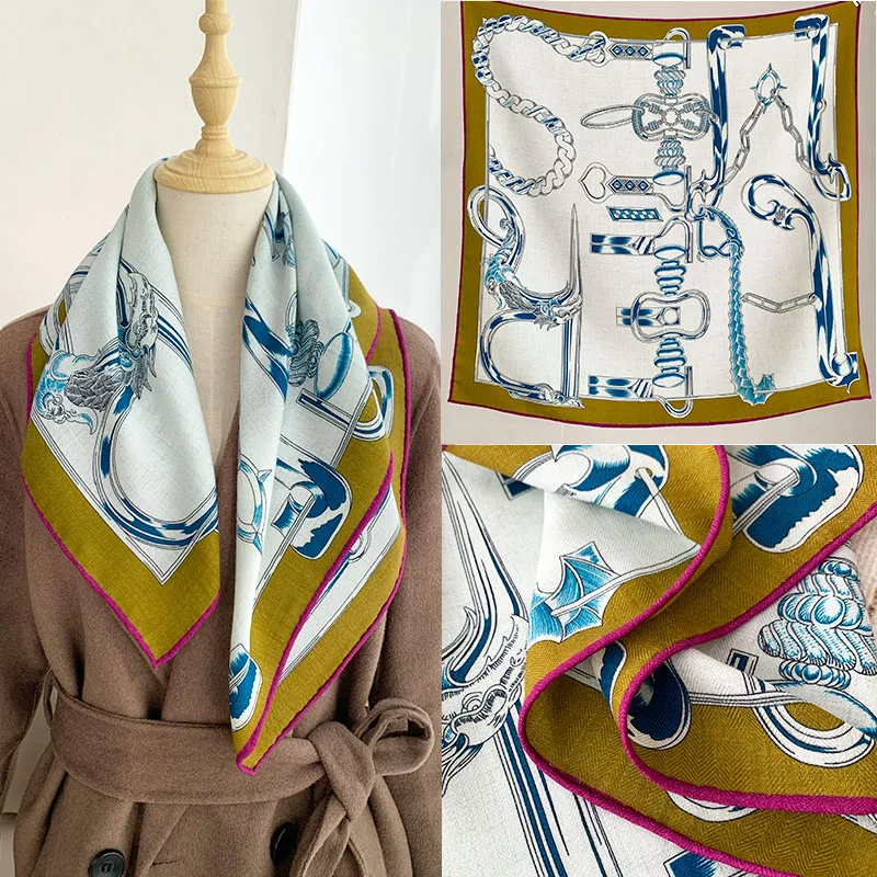 

High-quality wool and silk scarf 70cm, simple and elegant, decorative shawl, warm headscarf, square scarf, spring season