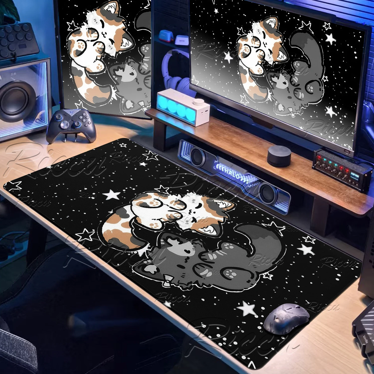 Yin-yang Pattern Cat Locking Edge Mouse Mats Cool Large Rubber Mouse Pad Gaming Carpet Gamer Black Desk Pads Office Keyboard Mat