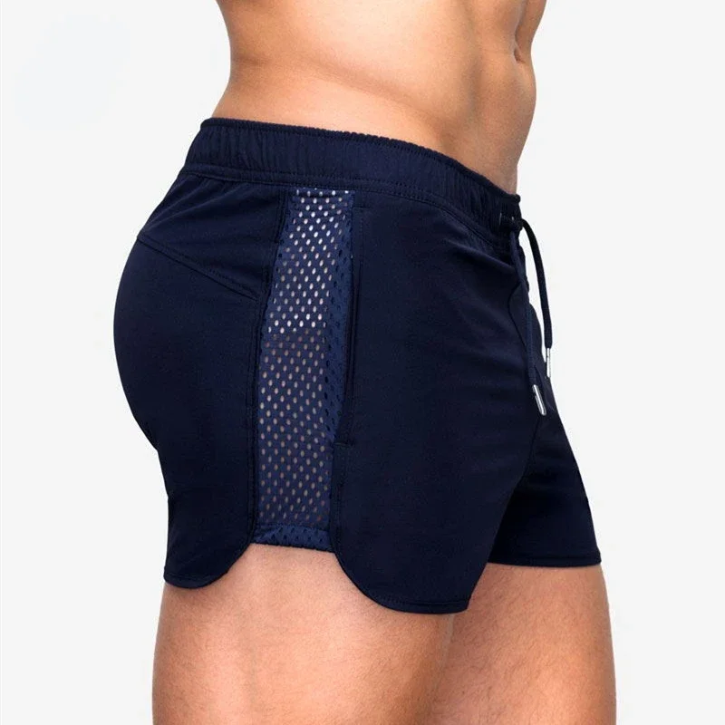 Men Mesh Gym Shorts Quick Drying Summer Stretch Workout Fitness Shorts Boxer Trunks Men Athletic Elastic Waist Swimming Trunks