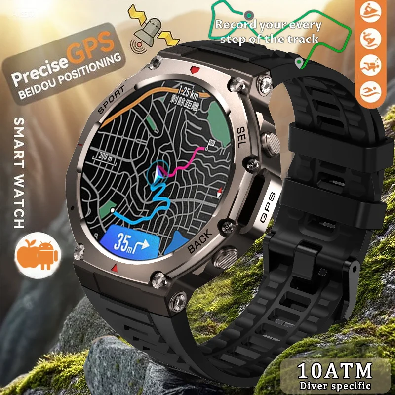 

НОВЫЕ T-REX3 мужские военные уличные GPS умные часы 10ATM водонепроницаемые 170 + спортивный режим альтиметр BT вызов AMOLED HD встроенные GPS часы