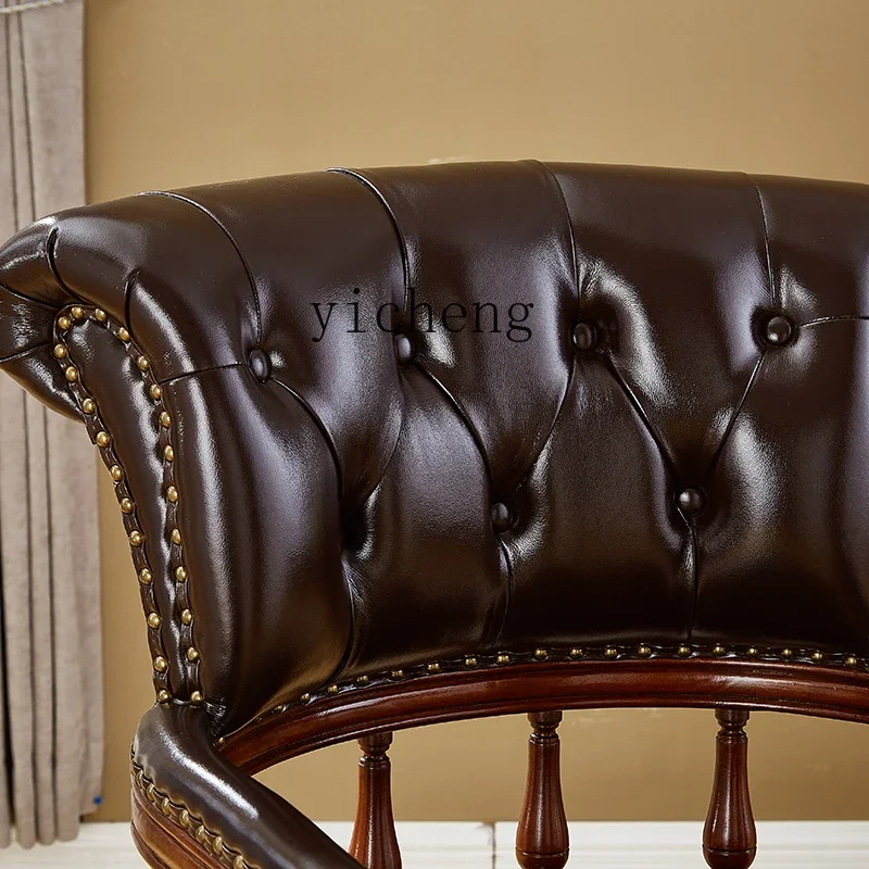 DD  Computer Chair Home Office Adjustable Conference Executive Chair Solid Wood Genuine Leather Boss Chair