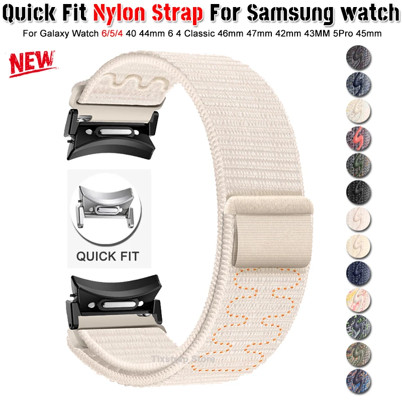 Nylon Strap For Samsung galaxy watch 4 5 6 40 44mm 4/6Classic 47MM 43mm 42 46mm Quick Fit Bracelet Galaxy Watch 5Pro 45mm band