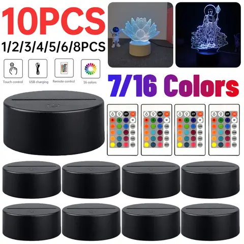 3D LED लाइट बेस 7/16 रंग ऐक्रेलिक लैंप डिस्प्ले स्टैंड रिमोट कंट्रोल/टच एनीमे लैंप होल्डर ऐक्रेलिक लाइट बोर्ड बेस के साथ 6 best sales एलईडी लाइट बेस - №3