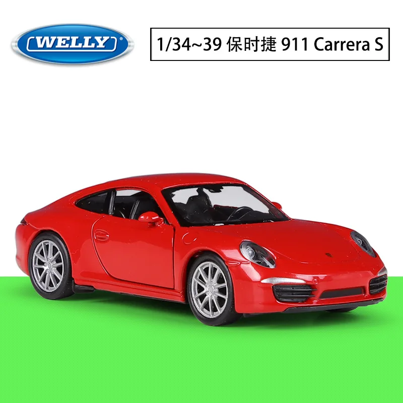 WELLY 1/36 Porsche Carrera Porsche 911 Carrera S Simulation Alloy Car Model DIY Scene with Toy Handheld Gift Ornament
