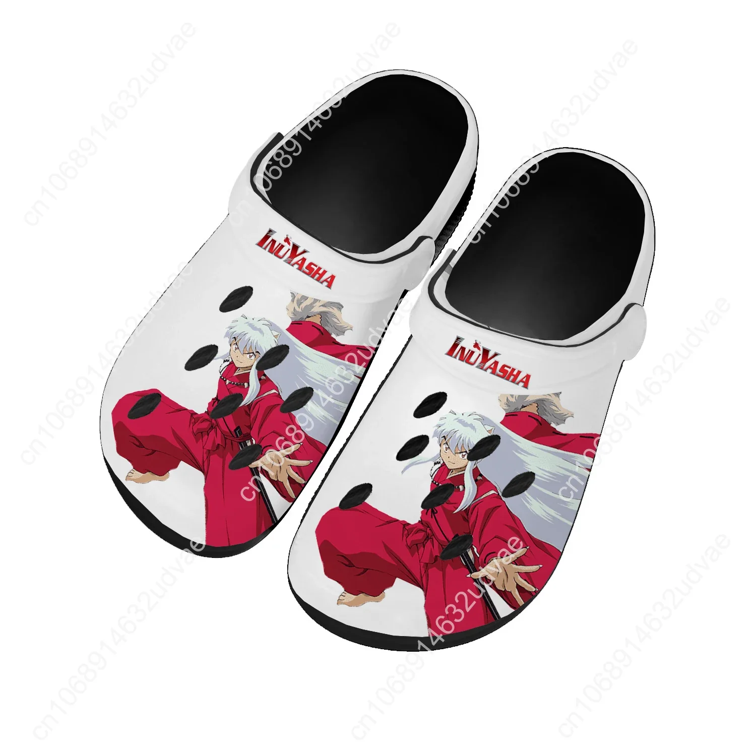 

InuYasha домашние сандалии Sesshoumaru на заказ, женская подростковая модная обувь для воды, анимационный садовый сабо, дышащие тапочки с отверстиями