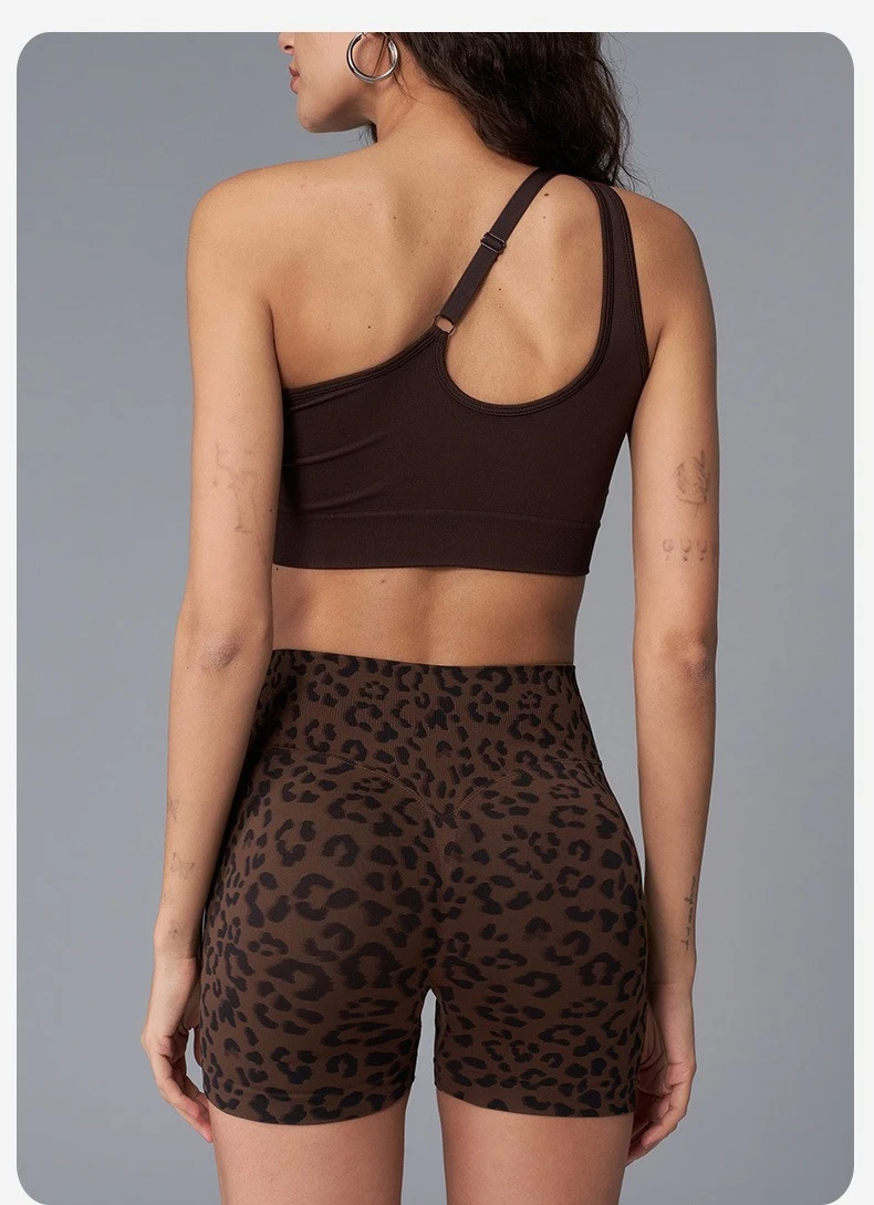 Fitness Sports Shorts Women's High Waist Leopard Print Hip Lifting Tummy Control Yoga Pants Seamless Printed Leggings