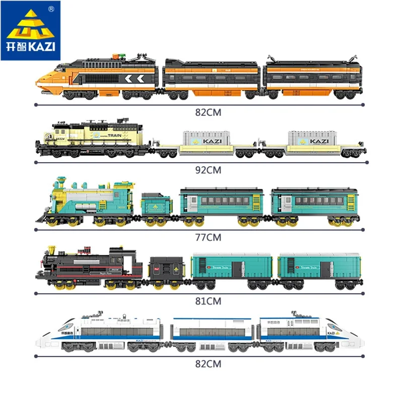 

Поезд Kazi, поезд на батарейках, контейнер, строительные блоки, кирпичи, игрушки для детей, совместимые со всеми брендами, городская серия